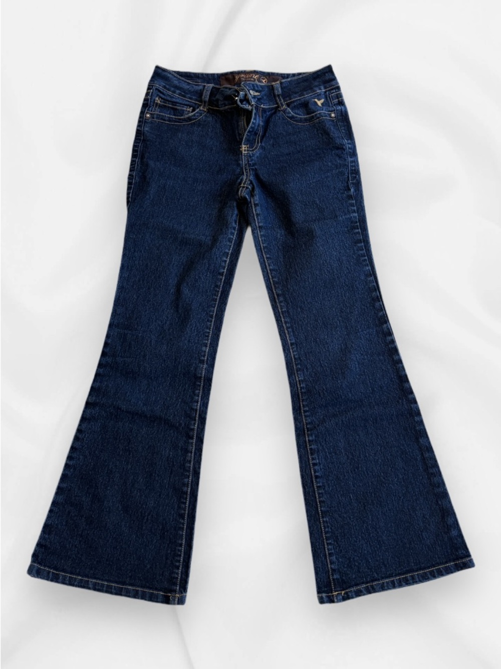 Junior’s Dark Blue Flare Jeans with Wide Leg